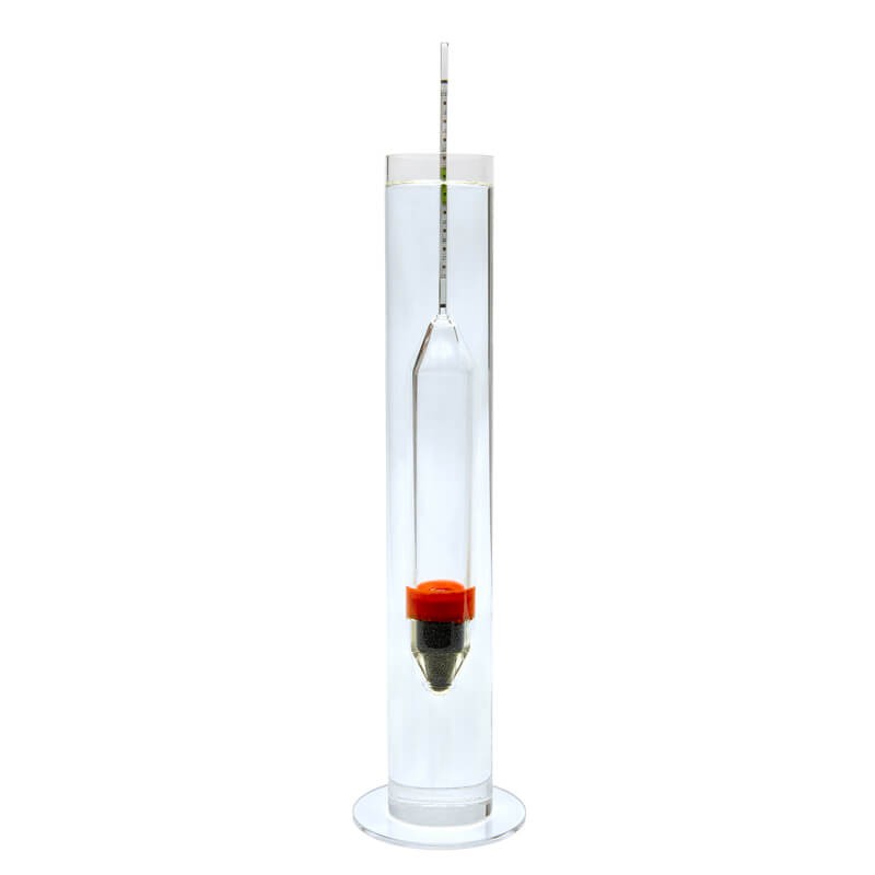 Densimètre (aéromètre) flotant 26 cm + cylindre de mesure – GROTECH