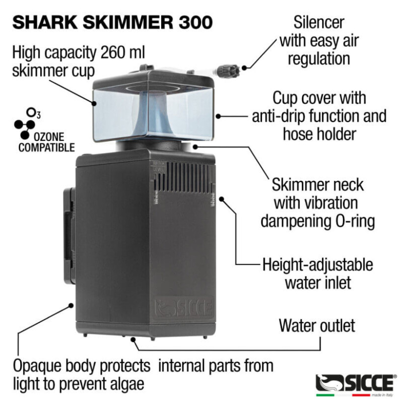 SICCE - Ecumeur Shark Skimmer 300 - 180l/h
