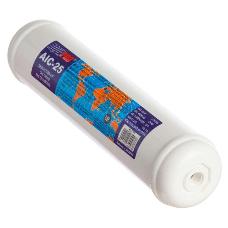 AQUAPRO – Filtre charbon en lignes (AIC-25), 10 x 2,5 pouces soit 25 x 6 cm
